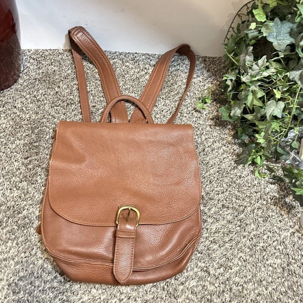 M. London Backpack Brown Pebbled Leather Adjustable Straps Vintage